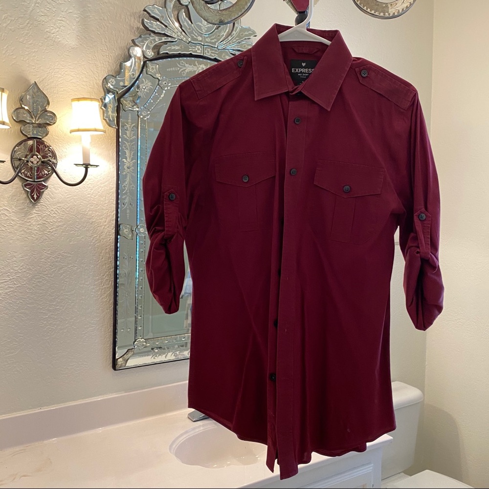 Express button down with sleeve roll ups
